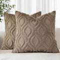 decorUhome Throw Pillow Covers 20x20 Inch Set of 2, Soft Plush Faux Wool Light Brown Solid Couch Pillow Covers, Accent Farmhouse Neutral Square Pillow Cases for Sofa Bed Living Room