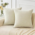 MIULEE Pack of 2 Cream Throw Pillow Covers 18x18 Inch Natural Soft Pillow Covers for Sofa Living Room Spring Home Decor Couch Solid Dyed Cases