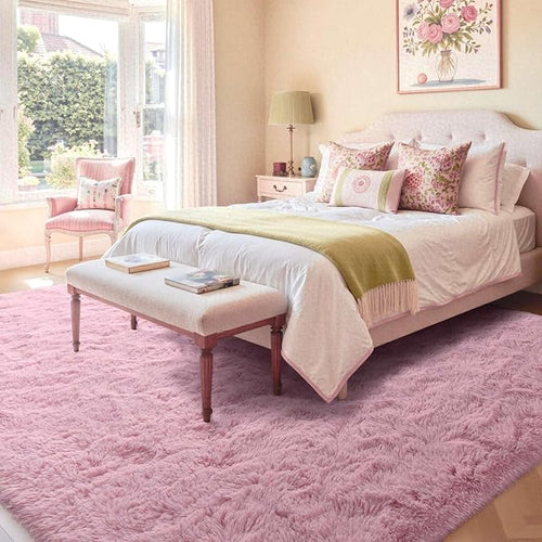8x10 Ft Extra Large Pink Rugs for Living Room Girls, Shag Fluffy Area Rug for Bedroom, Ultra Soft Furry Rug Indoor Carpet for Kids Room Nursery Home Decor