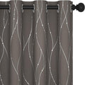 Deconovo Blackout Curtains, Thermal Insulaed Soundproof Drapes, Wave Dots Silver Print, 52 x 108 Inch Long, Set of 2, Machine Washable Window Panel for Sliding Door Bedroom Living Room Nursery, Taupe