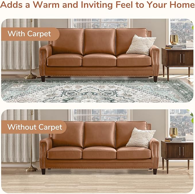 OPPODREAM Soft Entryway Rug 2x6, 2x6 Rug Runner, Washable Hallways Carpet 2 x 6 with Non Slip Backing, Low-Pile Bedside Carpet 2 x 6, Long, Faux Cashmere, Green