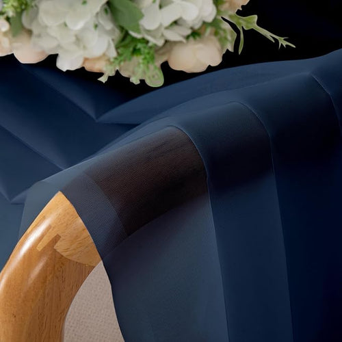Aiyufeng Navy Blue Sheer Curtains 45 inch Length 2 Panels Set for Farmhouse Kitchen Room, Elegant Light Filtering Voile Window Treatments, Each is 40W x 45L Inches