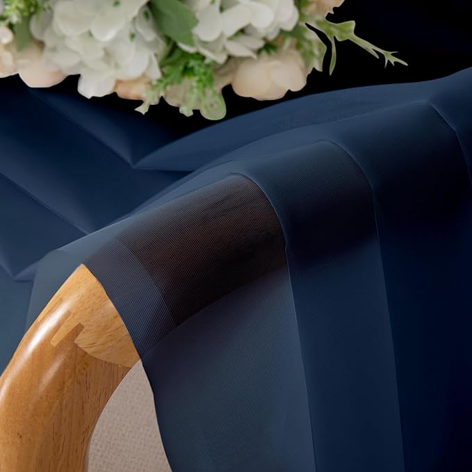 Aiyufeng Navy Blue Sheer Curtains 63 inch Length 2 Panels Set, Sheer Blue Curtains for Bedroom and Living Room, Light Filtering Dual Rod Pocket Voile, Each 40 Width by 63 Length