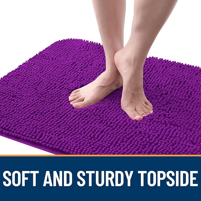 OLANLY Dog Door Mat for Muddy Paws 54x24, Absorbs Moisture and Dirt, Absorbent Non-Slip Washable Doormat, Quick Dry Chenille Mud Mat for Dogs, Entry Indoor Entryway Carpet for Inside Floor, Purple