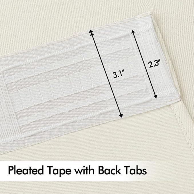 MIULEE Beige White Back Tab Blackout Curtains 120 Inch Long 2 Panels Set for Bedroom, Rod Pocket/Pinch Pleated Extra Long Thermal Insulated Living Room Darkening Light Blocking 10FT Drapes