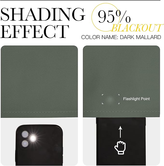NICETOWN Bedroom Curtains Blackout Draperies - All Season Thermal Insulated Solid Rod Pocket Top Blackout Curtains/Drapes for Kid's Room (Dark Mallard, 1 Pair, 34 x 84 Inch)