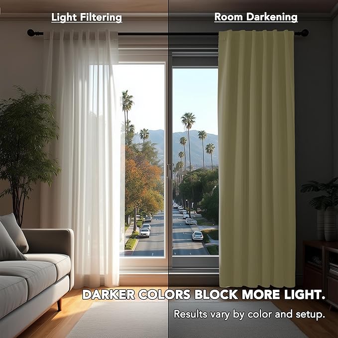 Deconovo Blackout Curtains, Thermal Insulated, W70 x L84 2 Panels, Back Tab, Machine Washable, Room-Darkening Drapes for Bedroom/Living Room Beige