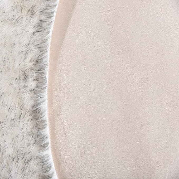 ORINOVA White and Grey Area Rugs 9x12 Living Room Large Washable Faux Fur Rugs for Bedroom Nursery Shaggy Sheepskin Fur Rectangle Rug