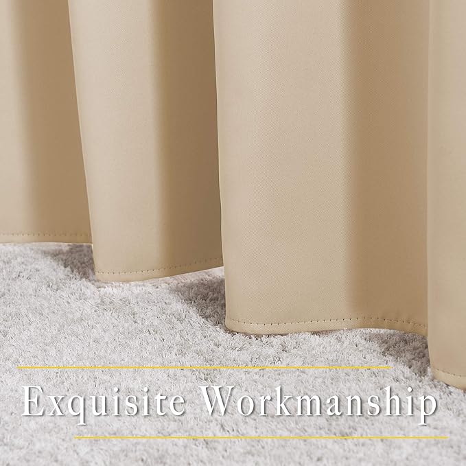 NICETOWN Blackout Window Curtains for Bedroom - Window Treatment Thermal Insulated Solid Grommet Vertical Drapes Window Treatments for Cafe, Biscotti Beige, Set of 2, W40 x L63