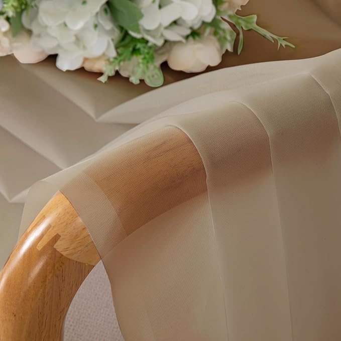 OWENIE Sheer Curtains 72 Inches Long for Bedroom Living Room, Rod Pocket Fimly Solid French Door Curtains Set of 2, Elegant Taupe Voile Curtains Panels Window Treatments, 42" Width