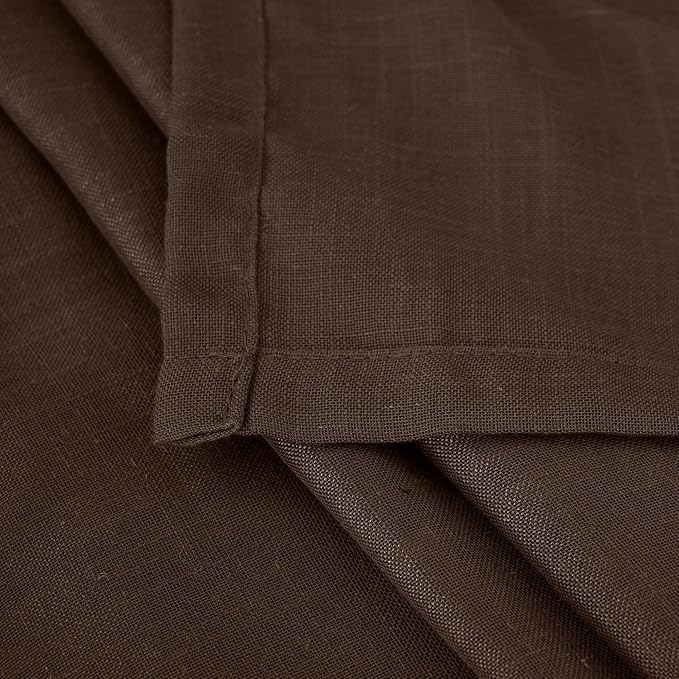 BGment Brown Linen Curtains 45 Inch Length for Window, Short Semi Sheer Drapes Light Filtering for Bedroom Kitchen Bathroom Decor Lightweight Rod Pocket, 2 Panels Set, Each 42 Inch Wide