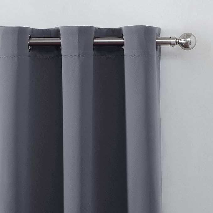 LEMOMO Blackout Curtains 66 x 95 inch/Grey Curtains Set of 2 Panels/Thermal Insulated Room Darkening Bedroom Curtains