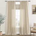Greyish Beige Linen Curtain 84 inch Length 2 Panels Set Back Tab Light Filtering Living Room Curtain Drapes Home Office Modern Minimalist Decor Farmhouse Boho Neutral Semi Sheer Curtain 84 inch Long