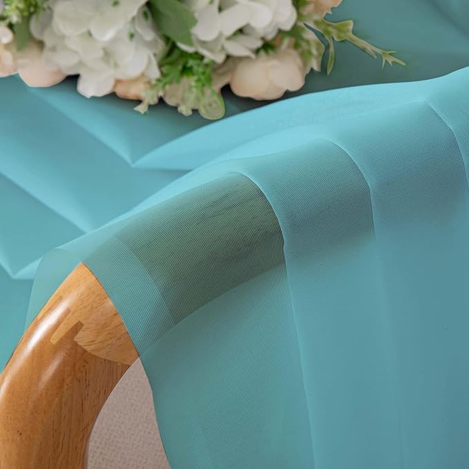 Chyhomenyc Aqua Sheer Curtains 72 Inch Length 2 Panels, Light Filtering Soft Airy Rod Pocket Voile Window Curtain Drapes for French Door Bedroom Living Room, Each 42Wx72L