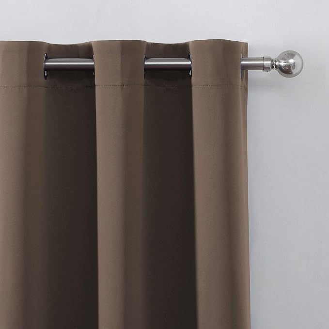 LEMOMO Chocolate Brown Thermal Blackout Curtains/42 x 72 Inch/Set of 2 Panels Room Darkening Curtains for Bedroom