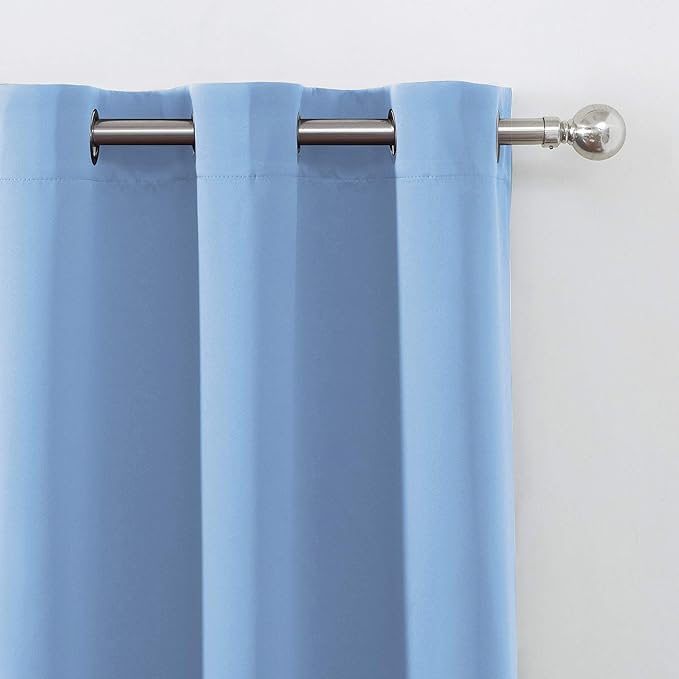 LEMOMO Sky Blue Blackout Curtains 66 x 63 Inch Length/Set of 2 Curtain Panels/Thermal Insulated Room Darkening Blackout Curtains for Bedroom