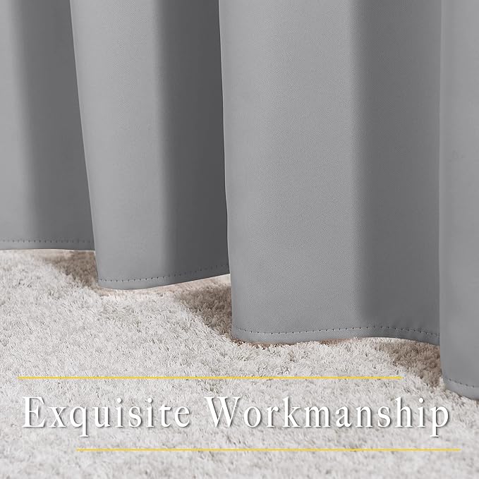 NICETOWN Blackout Window Curtains & Drapes 72" Long - Grommet Top Room Darkening Thermal Insulated for Bedroom/Living Room (2 Panels, 46 x 72 Inch, Silver Grey)