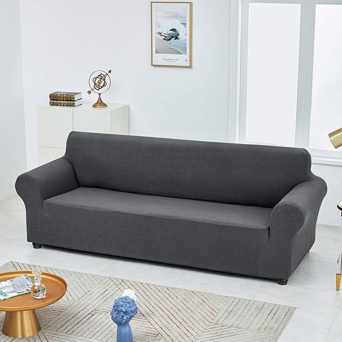 Joccun Stretch Loveseat Couch Cover Slipcover, 1-Piece Sofa Cover for 2 Cushion Couch Spandex Jacquard Washable Furniture Protector Cover for Living Room,Kids,Pets（Loveseat,Charcoal）