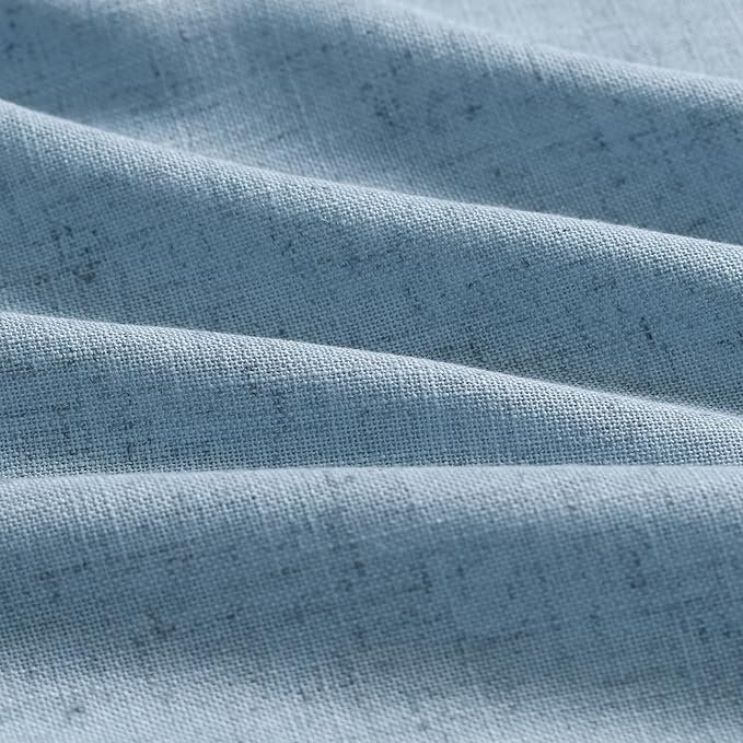Nanspring Blue Semi Sheer Linen Curtains 84 inch Length for Living Room Back Tab Modern Farmhouse Coastal Decor Stone Dusty Blue Cotton Textured Gauze Curtains for Dining Room Bedroom Blue Grey