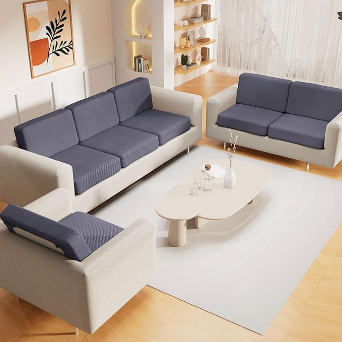 hyha Waterproof Sectional Couch Covers, Non Slip Sofa Couch Cushion Covers L Shape, Thick Stretch Jacquard Fabric, Washable Sofa Slipcovers with Elastic Bottom (1 Piece for Chaise XL, Middle Grey)