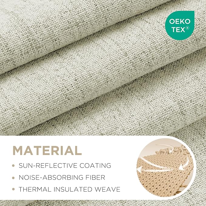 Joydeco Blackout Curtains for Bedroom - 108 Inch Long 100% Light Blocking 2 Panels Beige Drapes, Thermal Insulated Room Darkening Curtains, Linen Textured for Living Room, Rod Pocket & Back Tabs