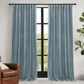 RYB HOME Stone Blue Velvet Curtains 63 inches with Hook Belt, Soft Fabric Room Darkening Thermal Insulated Luxurious Home Decor Curtains for Living Room Bedroom, W 42" x L 63", 2 Panels Set
