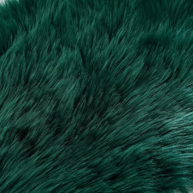 EasyJoy Ultra Soft Fluffy Shaggy Area Rug Faux Fur Rug Chair Cover Seat Pad Fuzzy Area Rug for Bedroom Floor Sofa Living Room (2 x 4 ft Rectangle, Dark Green)