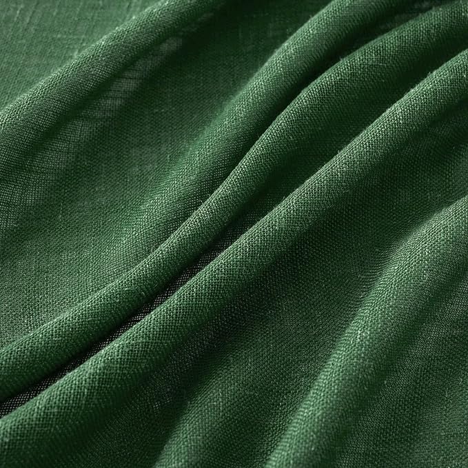 MIULEE Emerald Green Linen Curtains 72 Inch Length for Bedroom Living Room, Soft Thick Linen Textured Window Drapes Semi Sheer Light Filtering Back Tab Rod Pocket Burlap Look Christmas Decor, 2 Panels