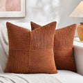 Fancy Homi 2 Packs Rust Samll Decorative Throw Pillow Covers 12x12 Inch with for Living Room Couch Bed, Farmhouse Boho Home Decor, Soft Corss Patchwork Corduroy Square Terracotta Cushion Case 30x30 cm