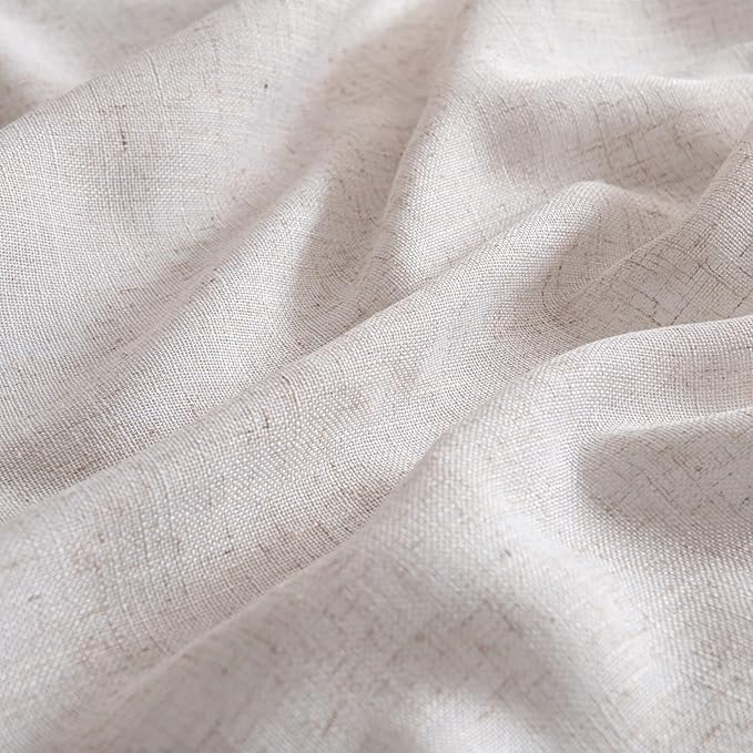 MIULEE Natural White Linen Curtains 72 Inch Length 2 Panels for Bedroom Living Room, Soft Thick Linen Textured Window Drapes Semi Sheer Light Filtering Back Tab Rod Pocket Burlap Look Decor, W37xL72