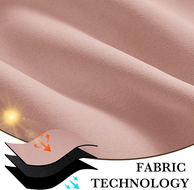 RYB HOME Bedroom Blackout Curtains 72 inches Long, 100% Blackout Thermal Insulated Noise Reducing Curtains for Living Room Nursury, 34 inches Wide by 72 inches Long, Peach Pink