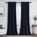 Guken Navy Blue 100% Blackout Curtains 108 Inch Length 2 Panels Set for Living Room Bedroom Back Tab Thermal Insulated Black Out Linen Drapes Room Darkening Window Curtains 108 Inches Long