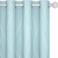 Deconovo Blackout Curtains, Thermal Insulated Soundproof Grommet Drapes, Wave Dot Foil Print, 52 x 54 Inch, Set of 2, Machine Washable Window Panel for Bedroom Living Room Nursery Kitchen, Light Blue