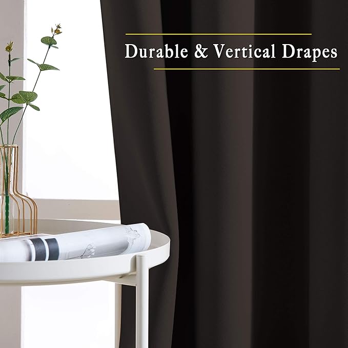 NICETOWN Blackout Thick Window Curtains - (W52 x L108, Brown, 2 Panels) Thermal Insulated Grommet Drape Panels for Bedroom and Living Room