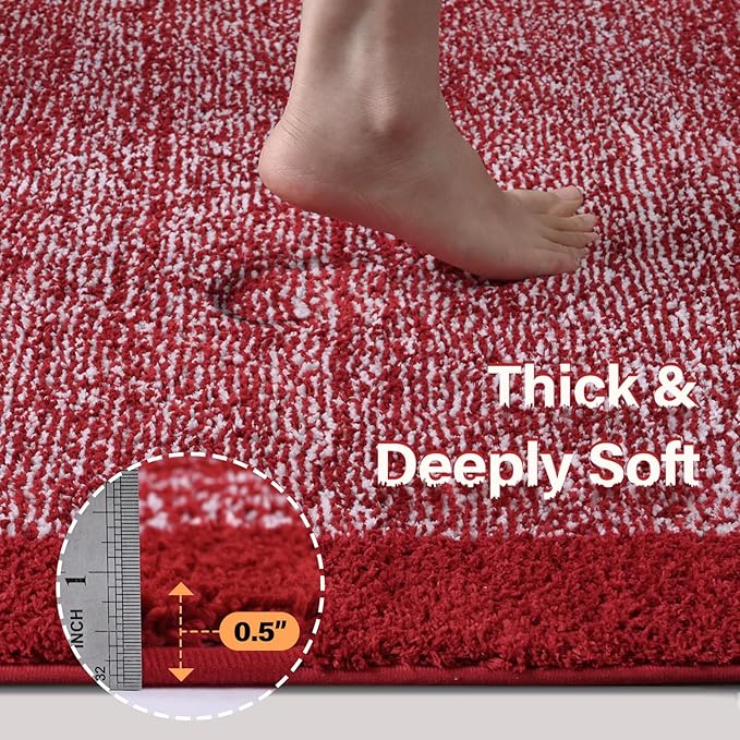 48x32 Large Bathroom Rugs Washable Non Slip, Red Bath Mat for Bathroom Floor Tub, Soft Absorbent Quick Dry Mats for Shower, Bathtub,Home Decor
