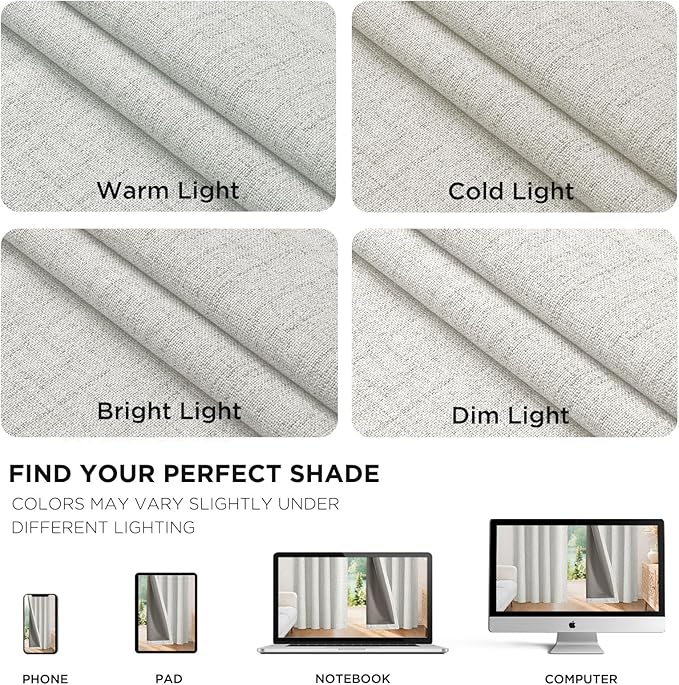 Joydeco Linen Blackout Curtains for Bedroom - 100% Light Blocking 1 Panels, White Drapes 100" W x 120" L, Thermal Insulated Room Darkening Curtains for Living Room, Rod Pocket & Back Tabs