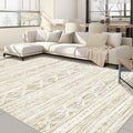 Nakagishi 7X9 Area Rug Living Room: Washable Boho Large Neutral Modern Soft Farmhouse Beige Rugs Stain Resistant Indoor Floor Non-Slip Carpet for Women Home Enthusiasts Aged 25-45 - Bedroom Room Decor