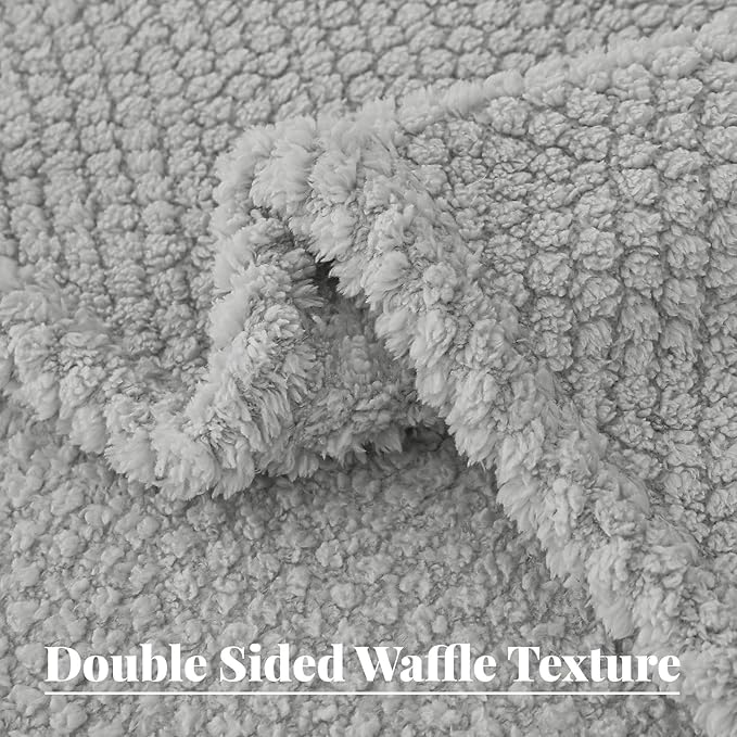 Whale Flotilla Queen Size Fuzzy Fleece Blanket for Bed, 90x90 Inch Fluffy Warm Soft Jacquard Blankets for All Season, Lightweight and Cozy, Light Grey