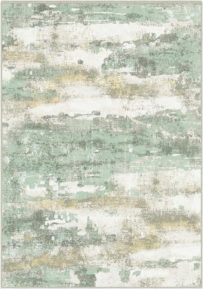 BEIMO Area Rugs 5x7 for Living Room Bedroom, Modern Abstract Machine Washable Large Light Green Rug Soft Rug, Low Pile Floor Carpet with Non Slip Backing for Dining Room