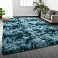 Deerhoo Shag Area Rug, 4 X 6 Tie-Dyed Plush Fuzzy Rugs for Living Room, Ultra Soft Fluffy Furry Rug for Bedroom, Indoor Carpet Nursery Rugs for Kids Room Home Decor, Peacock Blue