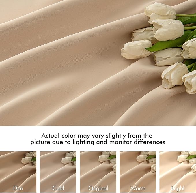 MIULEE Back Tab Beige Curtains 108 Inch Long 2 Panels Set for Living Room Bedroom Privacy, Cream Rod Pocket/Pinch Pleated Light Blocking Extra Long Thermal Insulated Room Darkening Blackout Drapes