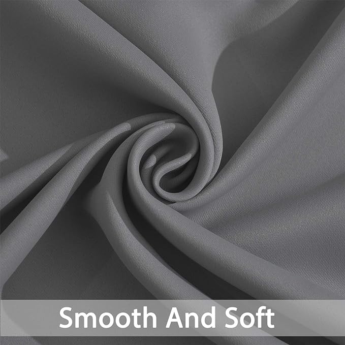 Yakamok Blackout Curtains 63 inch Length for Living Room, Light Blocking Grey Thermal Insulated Drapes with Grommets Top Window Treament Curtain for Bedroom(Gray, 52W x 63L, One Pair)