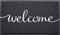 BeneathYourFeet Door Mat, Welcome Mat Low Profile Floor Mat Front Doormat Indoor and Outdoor Doormat Non Slip Rugs for Entryway, Patio, High Traffic Areas (32"x20", Black-Welcome)