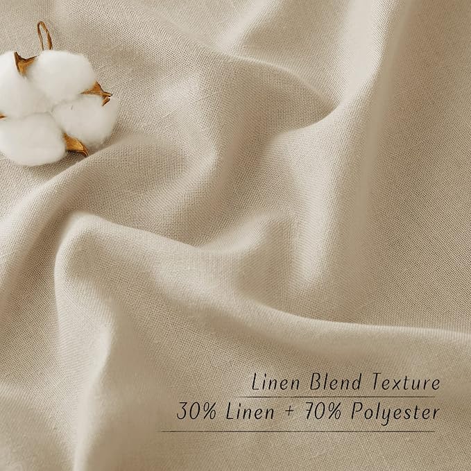 NICETOWN Linen Flax Semi Sheer Curtains 94" Length, Grommet Window Treatments Privacy Added with Light Penetration Vertical Drapes for Loft/Home Office, Angora, W55 x L94, 2 Panels