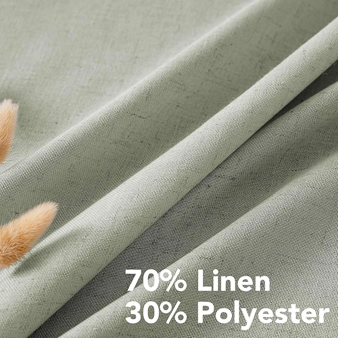 H.VERSAILTEX Grommet Privacy Linen Curtains - 2 Pieces - Total Size 104 Inch Wide (52 Inch Each Panel) - 96 Inch Long - Elegant, Light Filtering Panel Drapes for Bedroom (52" W x 96" L, Sage)
