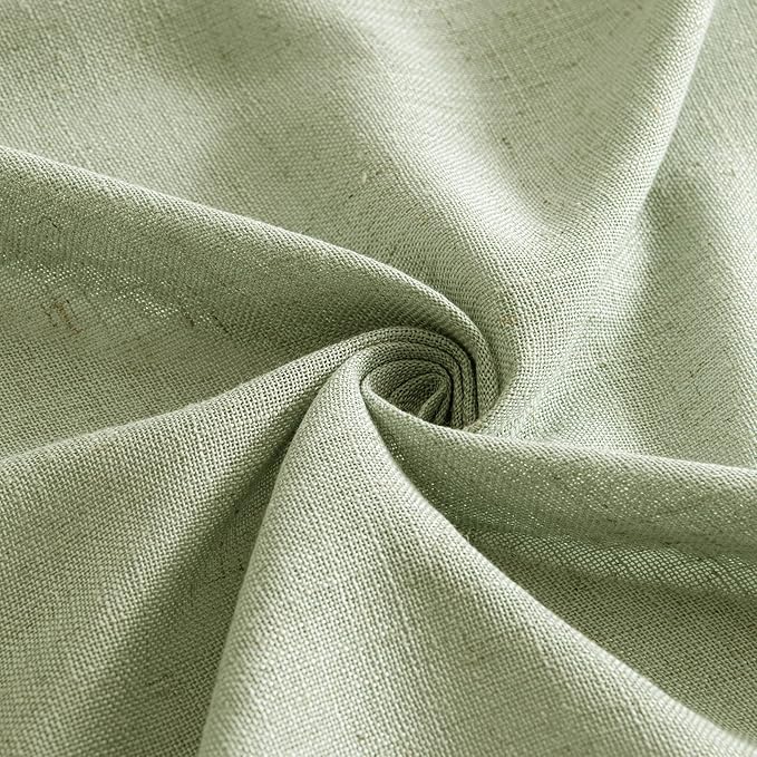 MIULEE Sage Green Linen Curtains 90 Inch Long for Bedroom Living Room, Soft Thick Linen Textured Window Drapes Semi Sheer Light Filtering Back Tab Rod Pocket Burlap Look Farmhouse Decor, 2 Panels