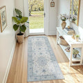 Area Rugs 3'x8' Runner Rug Non Slip Washable for Kitchen Hallway Bedroom Beside Laundry Room Bathroom Rug, Floor Carpet, Light Blue Navy Beige Gray White
