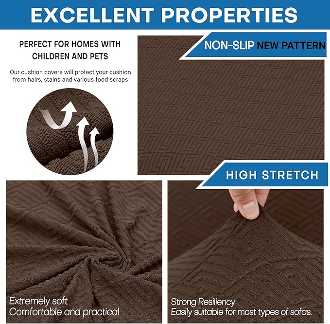 XINEAGE 2026 New 4 Pieces Couch Covers for 3 Cushion Couch Super Stretch Thick Soft Sofa Cover Anti Slip Sofa Slipcover Dogs Cats Furniture Protector (Coffee, 71"-91")