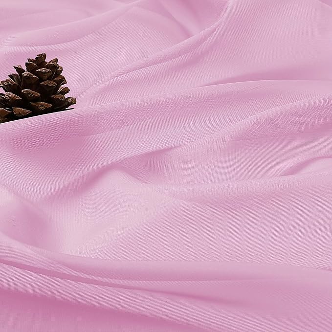 OVZME Light Pink Sheer Curtains 72 Inches Long 2 Panels Set, Light Filtering Sheer Curtains for Living Room Bedroom 59 Inch Extra Wide, Modern Voile Filmy Rod Pocket Window Drapes, 59Wx72L Inches