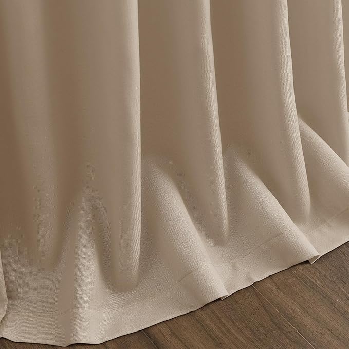 Nanspring Sepia Beige Linen Curtains 84 Inch Length 2 Panels Set for Living Room Rustic Farmhouse Decor Light Filtering Semi Sheer Curtain Back Tab Neutral Modern Drapes for Bedroom Office 52x84